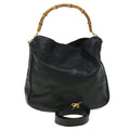GUCCI Bamboo Shoulder Bag Leather 2way Black 001 1781 1577 51013