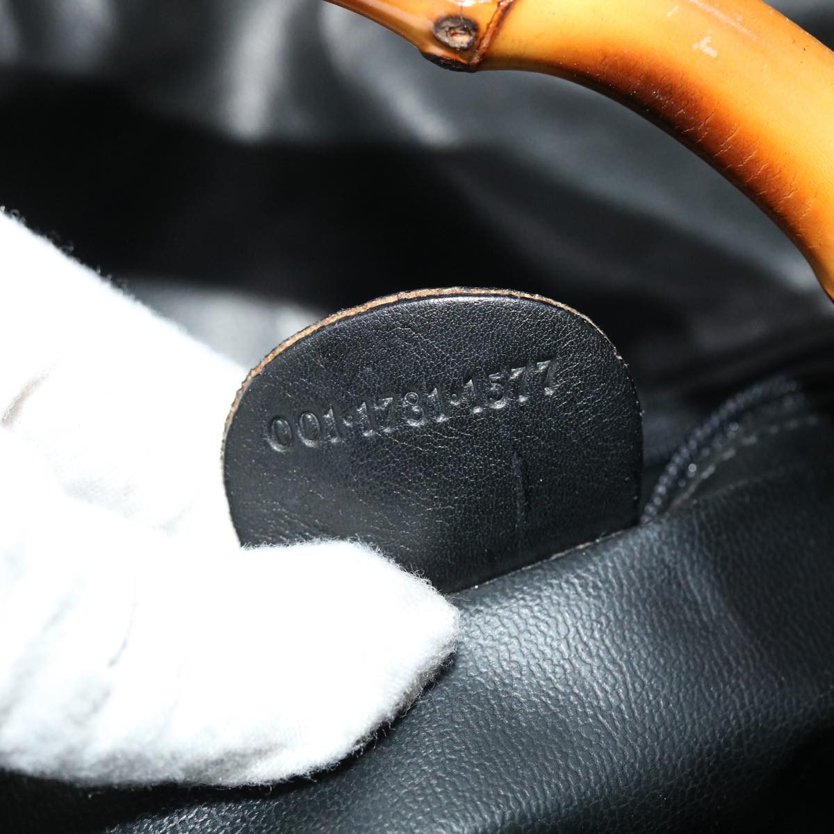 GUCCI Bamboo Shoulder Bag Leather 2way Black 001 1781 1577 51013