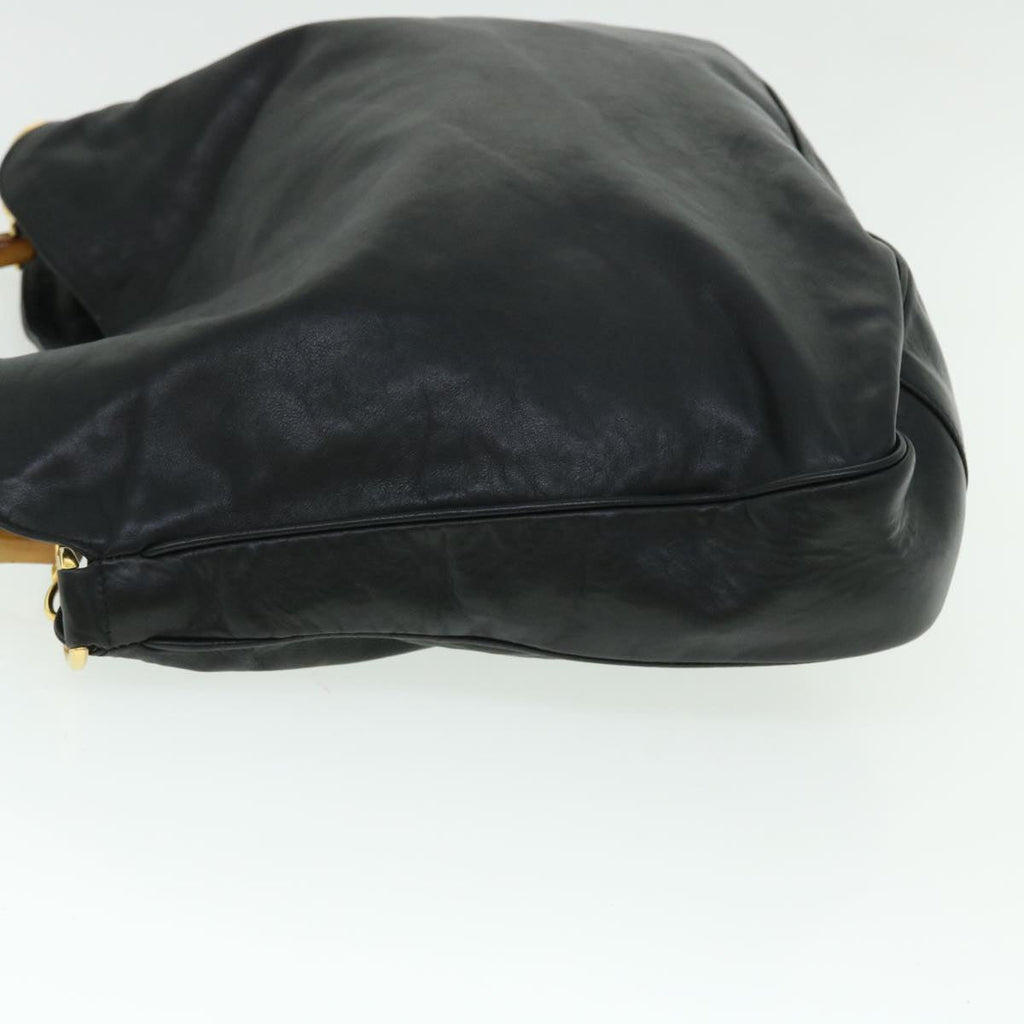 GUCCI Bamboo Shoulder Bag Leather 2way Black 001 1781 1577 51013