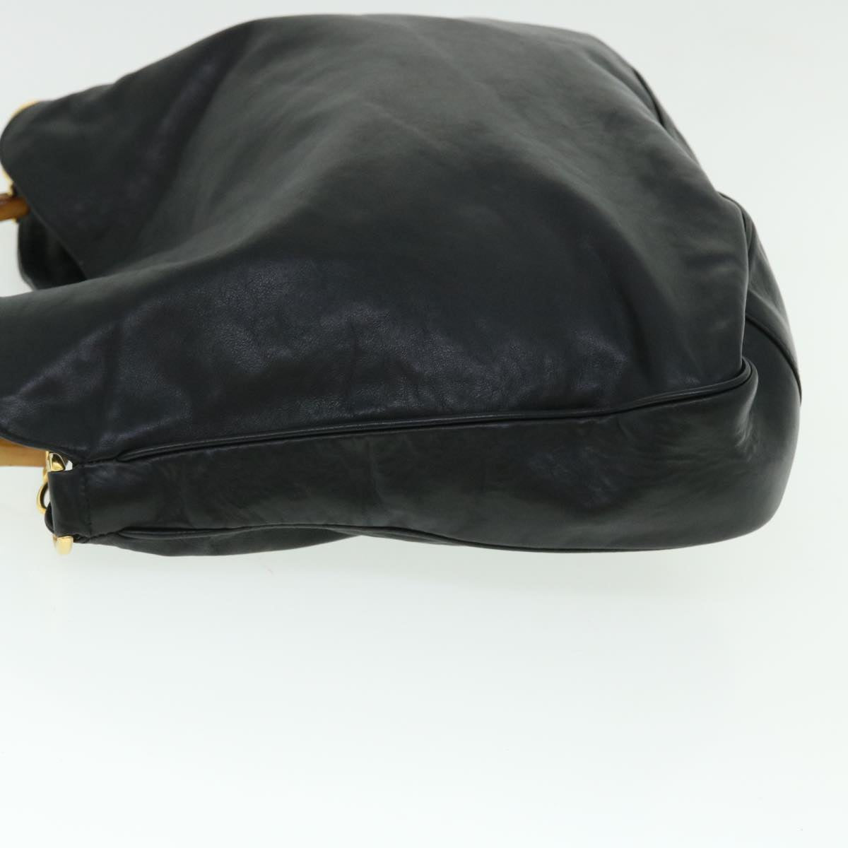 GUCCI Bamboo Shoulder Bag Leather 2way Black 001 1781 1577 51013
