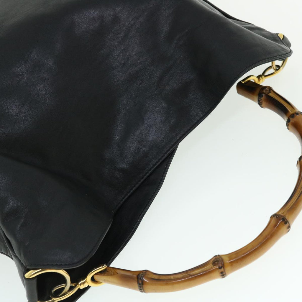 GUCCI Bamboo Shoulder Bag Leather 2way Black 001 1781 1577 51013