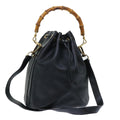 GUCCI Bamboo Shoulder Bag Leather 2way Black 001 2684 1657 51016
