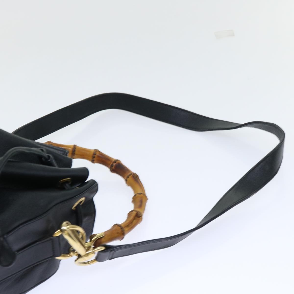 GUCCI Bamboo Shoulder Bag Leather 2way Black 001 2684 1657 51016
