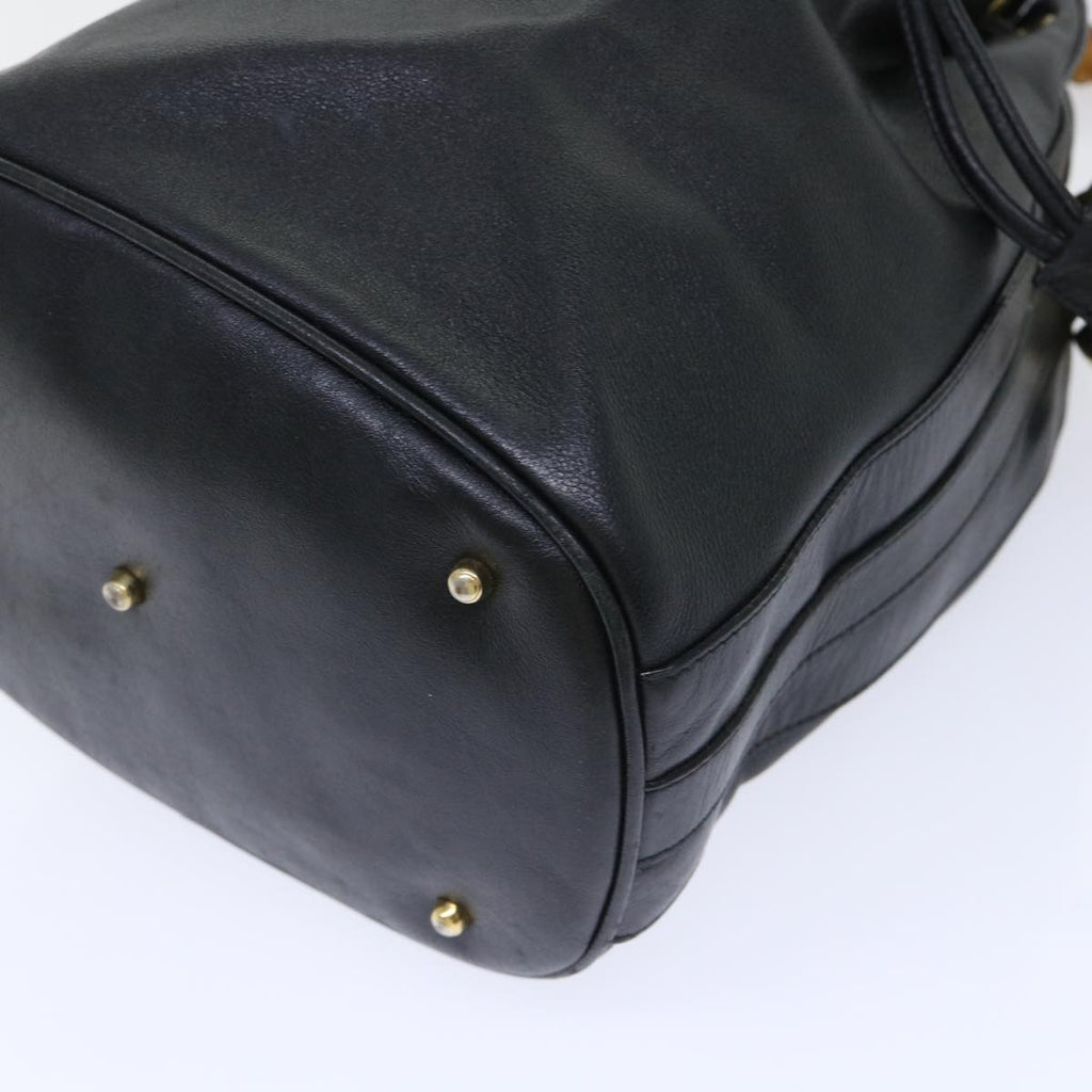 GUCCI Bamboo Shoulder Bag Leather 2way Black 001 2684 1657 51016