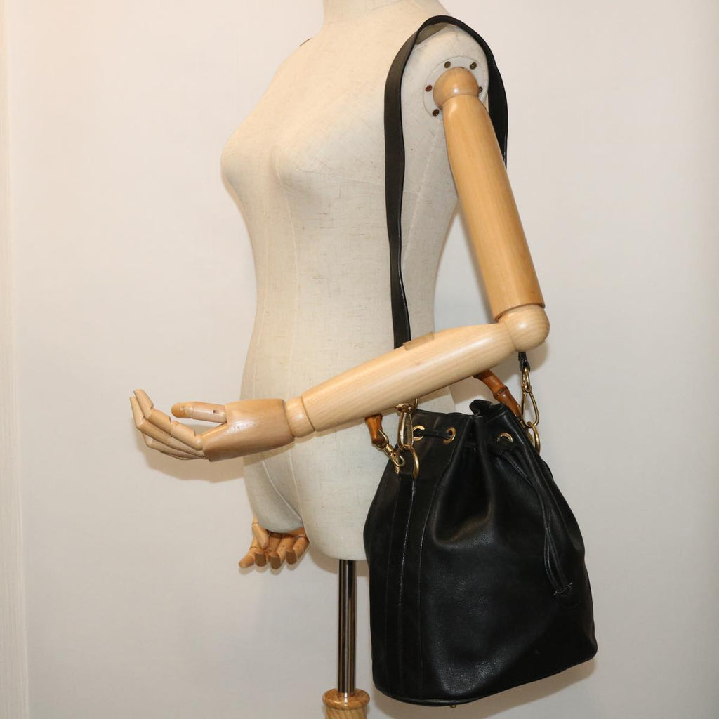 GUCCI Bamboo Shoulder Bag Leather 2way Black 001 2684 1657 51016