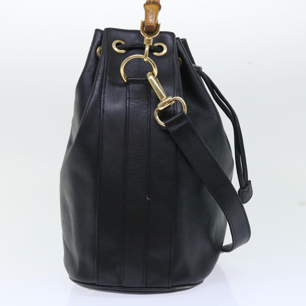 GUCCI Bamboo Shoulder Bag Leather 2way Black 001 2684 1657 51016