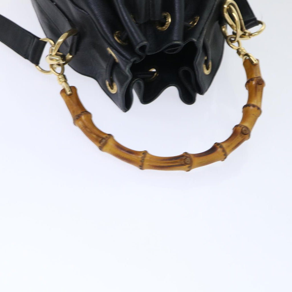 GUCCI Bamboo Shoulder Bag Leather 2way Black 001 2684 1657 51016