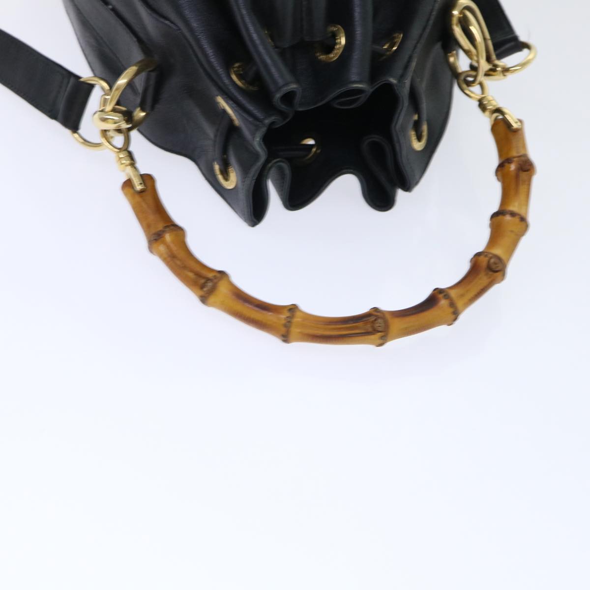GUCCI Bamboo Shoulder Bag Leather 2way Black 001 2684 1657 51016