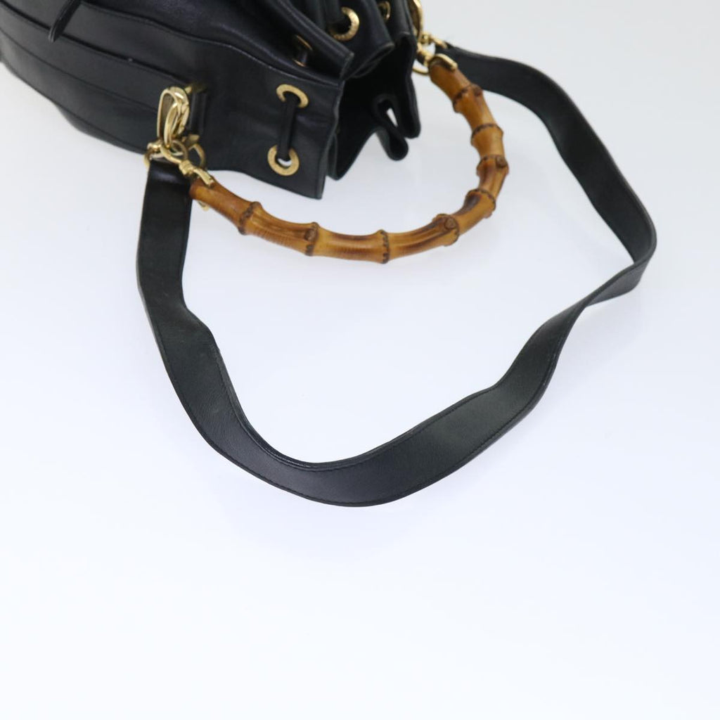 GUCCI Bamboo Shoulder Bag Leather 2way Black 001 2684 1657 51016