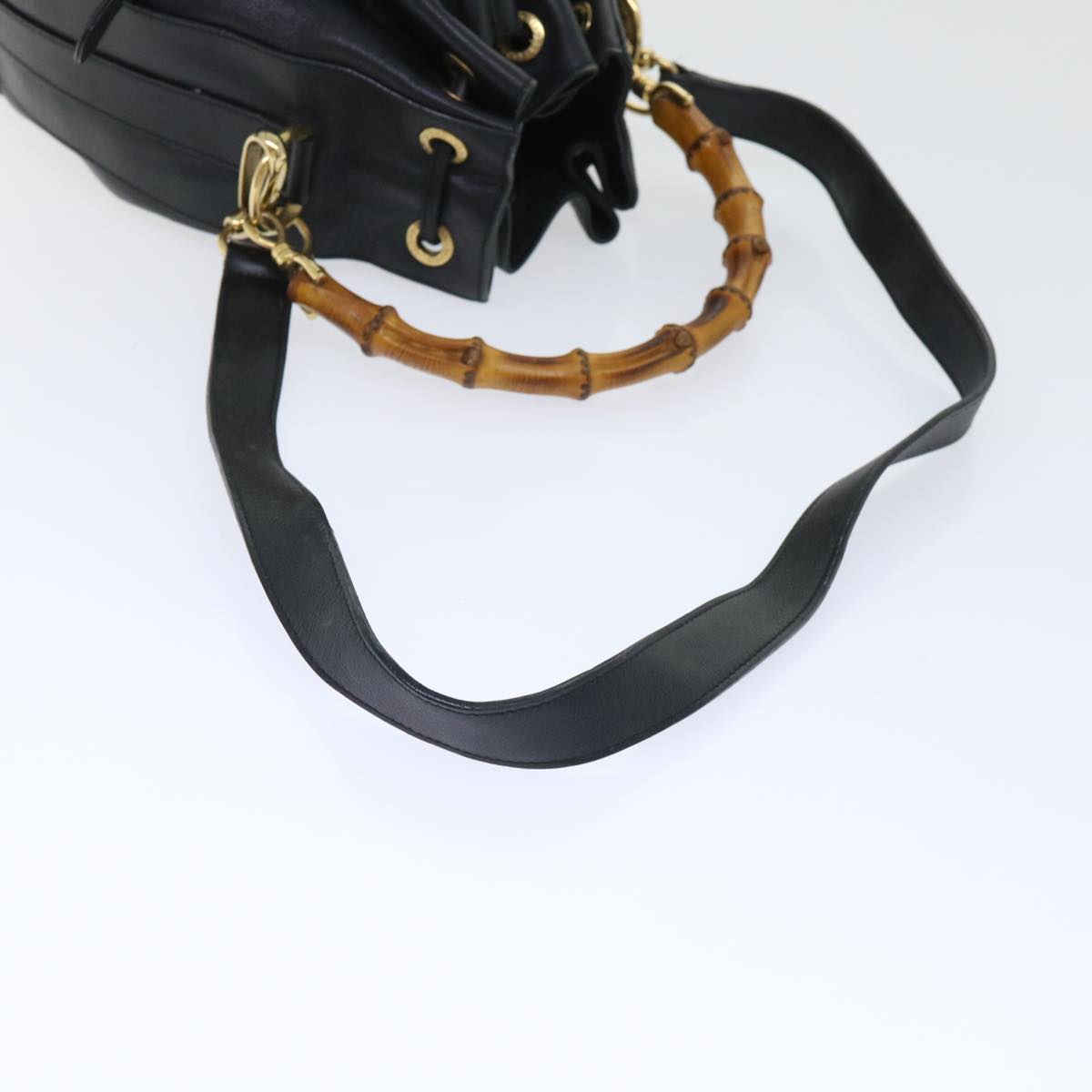 GUCCI Bamboo Shoulder Bag Leather 2way Black 001 2684 1657 51016