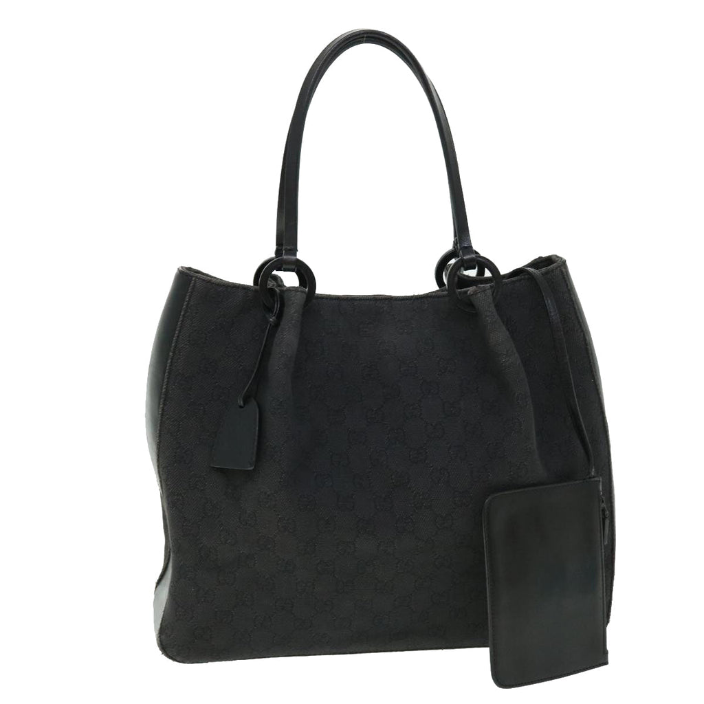 GUCCI GG Canvas Tote Bag Leather Black 101920 3444 51025