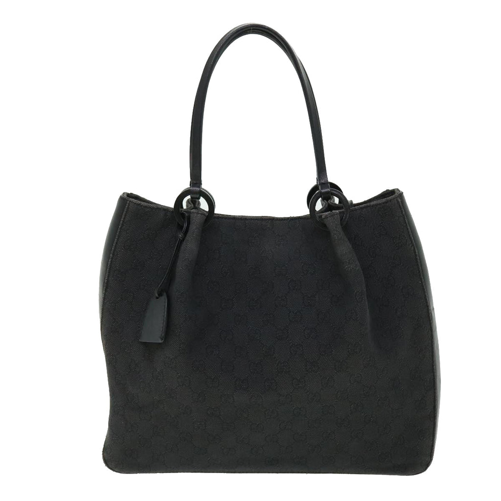 GUCCI GG Canvas Tote Bag Leather Black 101920 3444 51025