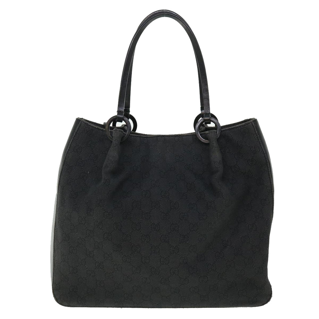 GUCCI GG Canvas Tote Bag Leather Black 101920 3444 51025