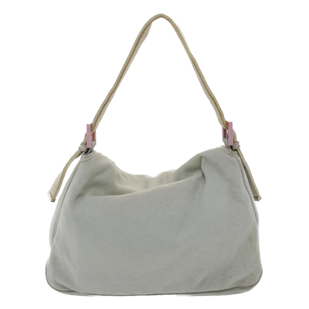 FENDI Mamma Baguette Shoulder Bag Nylon Gray 51039