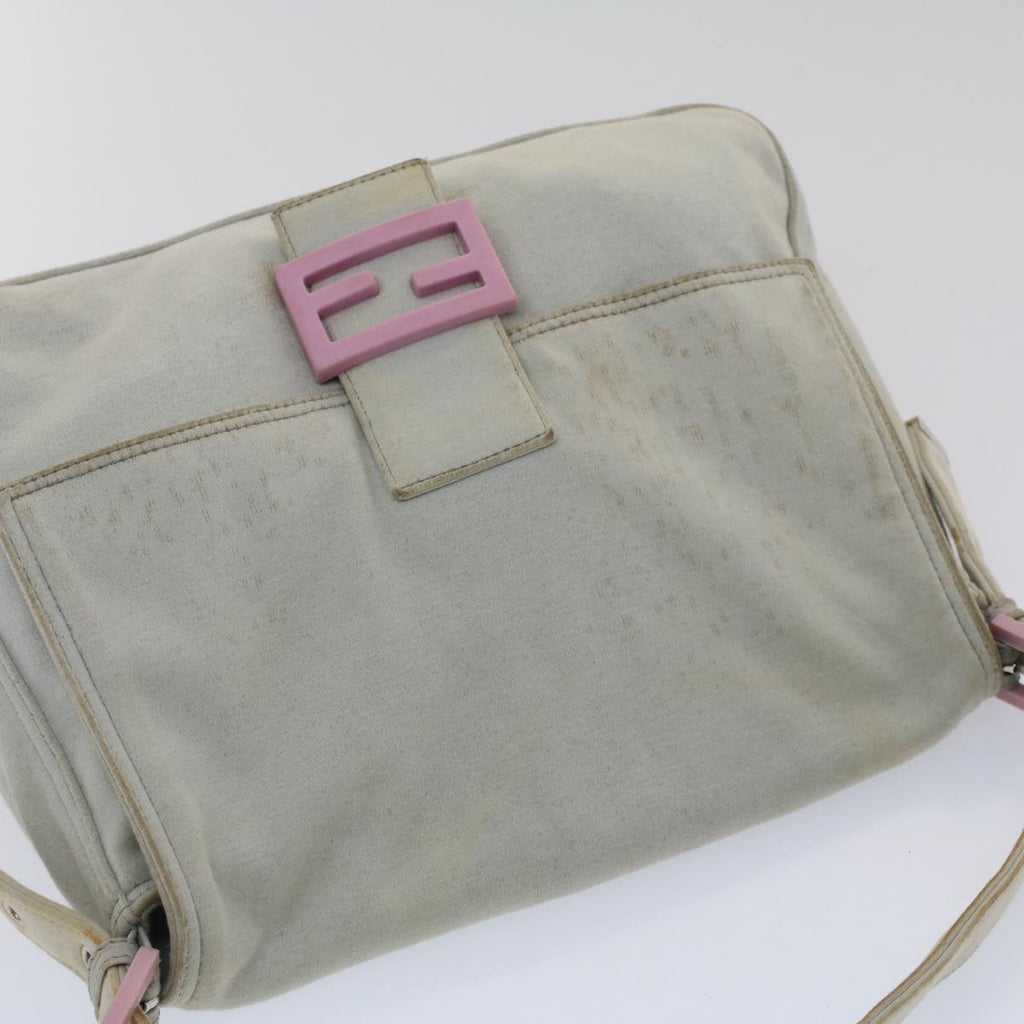 FENDI Mamma Baguette Shoulder Bag Nylon Gray 51039