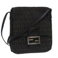 FENDI Zucchino Canvas Mamma Baguette Shoulder Bag Black 51040
