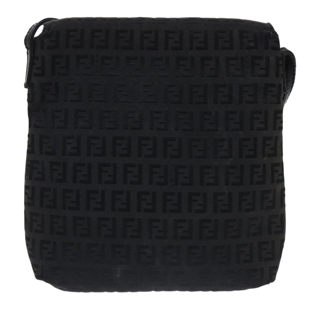 FENDI Zucchino Canvas Mamma Baguette Shoulder Bag Black 51040