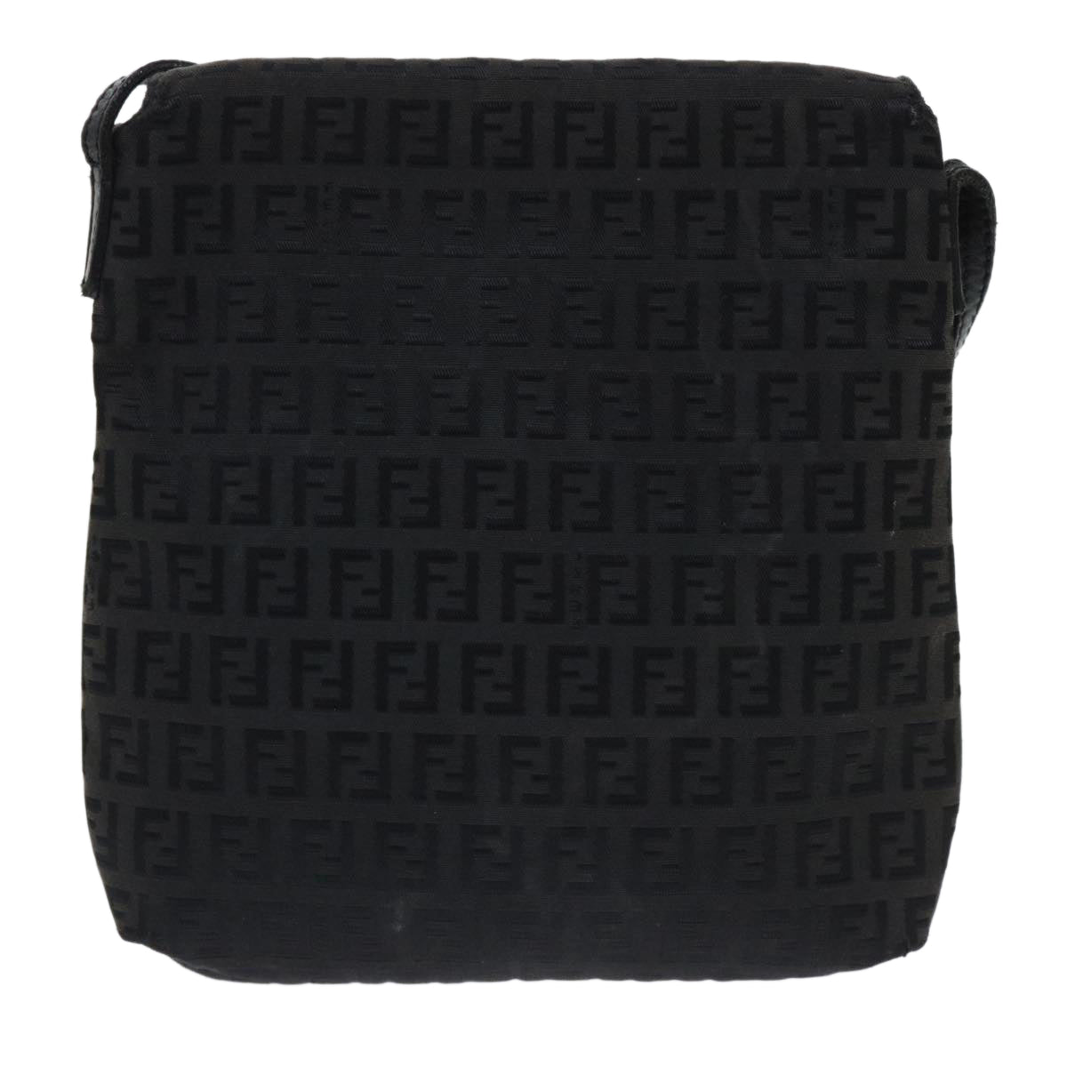 FENDI Zucchino Canvas Mamma Baguette Shoulder Bag Black 51040