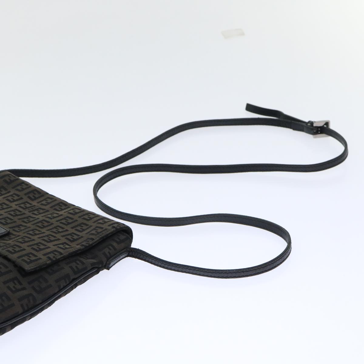 FENDI Zucchino Canvas Mamma Baguette Shoulder Bag Black 51040