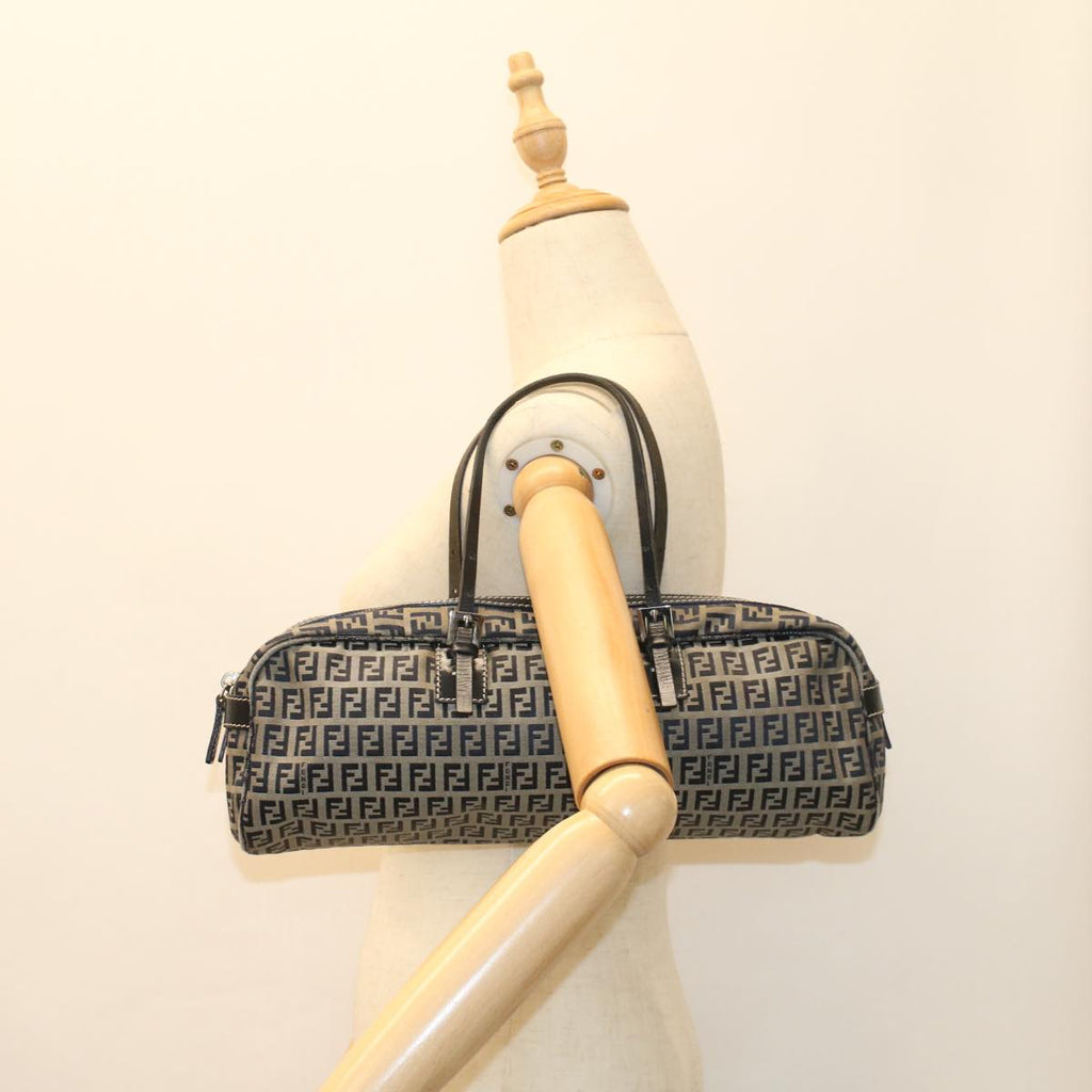 FENDI Zucchino Canvas Hand Bag Navy 51041