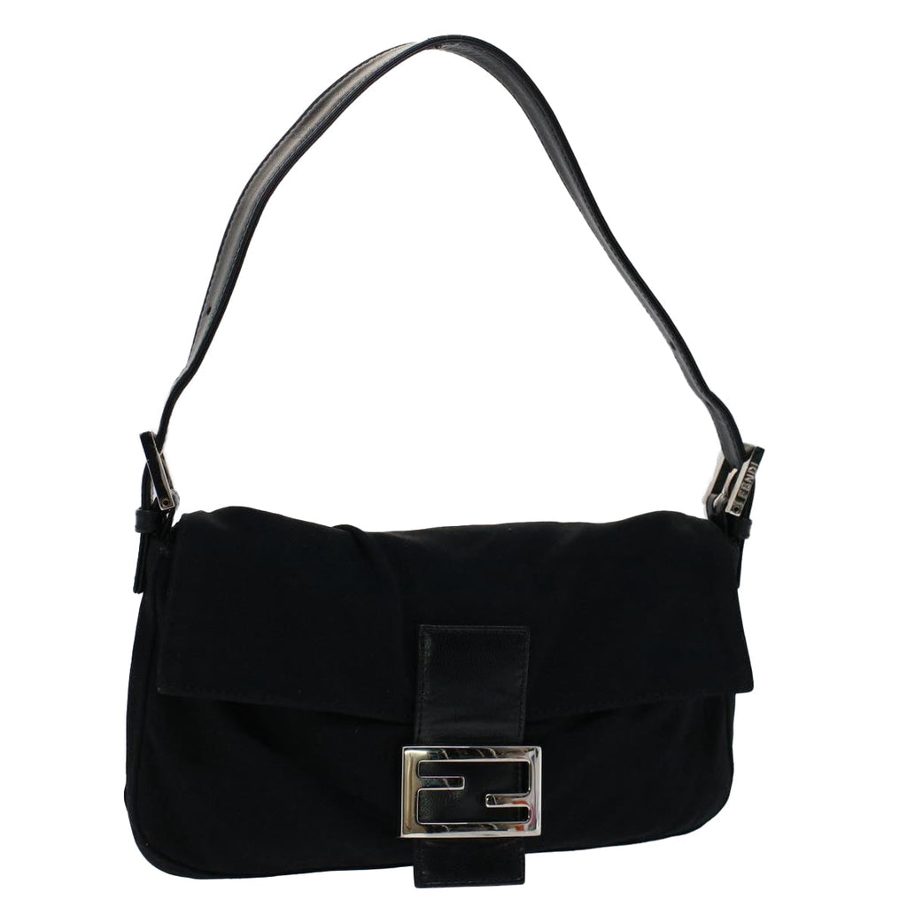 FENDI Mamma Baguette Shoulder Bag Nylon Black 51049