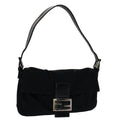 FENDI Mamma Baguette Shoulder Bag Nylon Black 51049