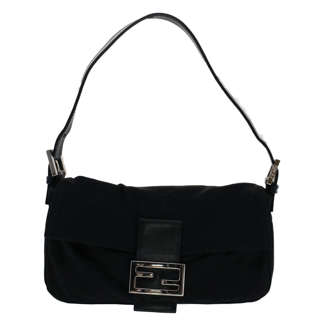 FENDI Mamma Baguette Shoulder Bag Nylon Black 51049