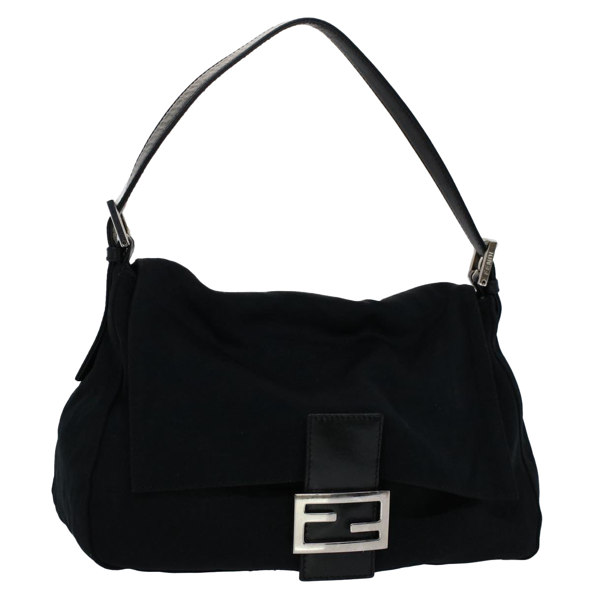FENDI Mamma Baguette Shoulder Bag Nylon Black 51051