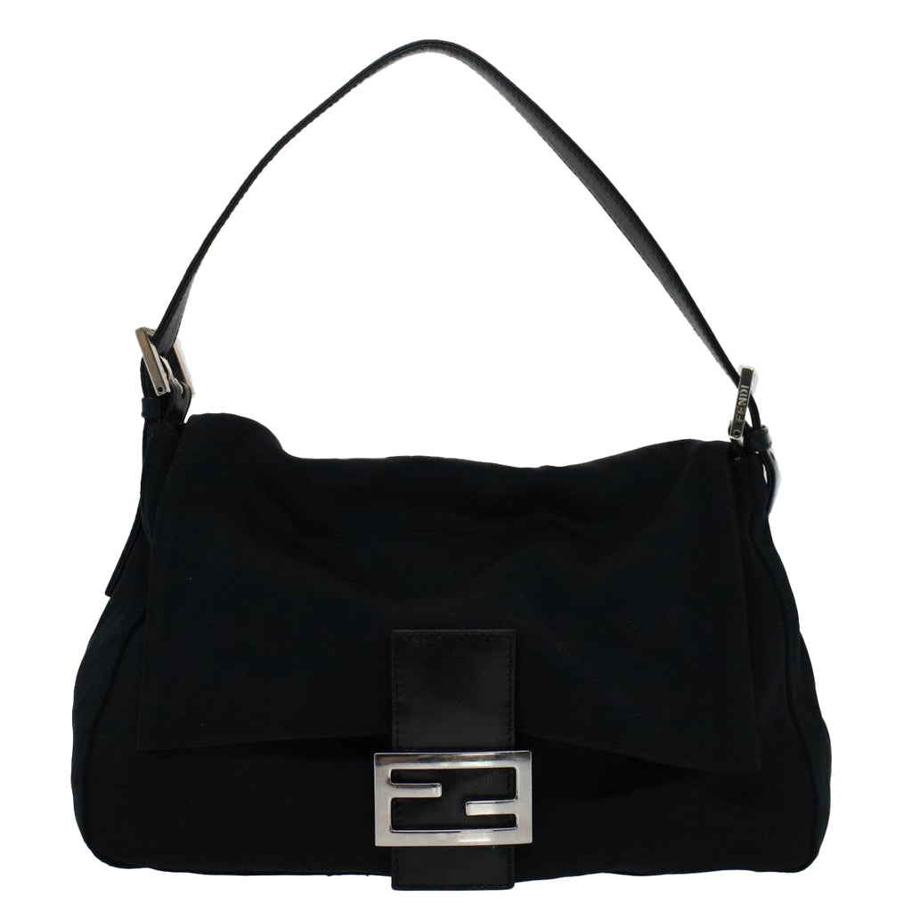 FENDI Mamma Baguette Shoulder Bag Nylon Black 51051