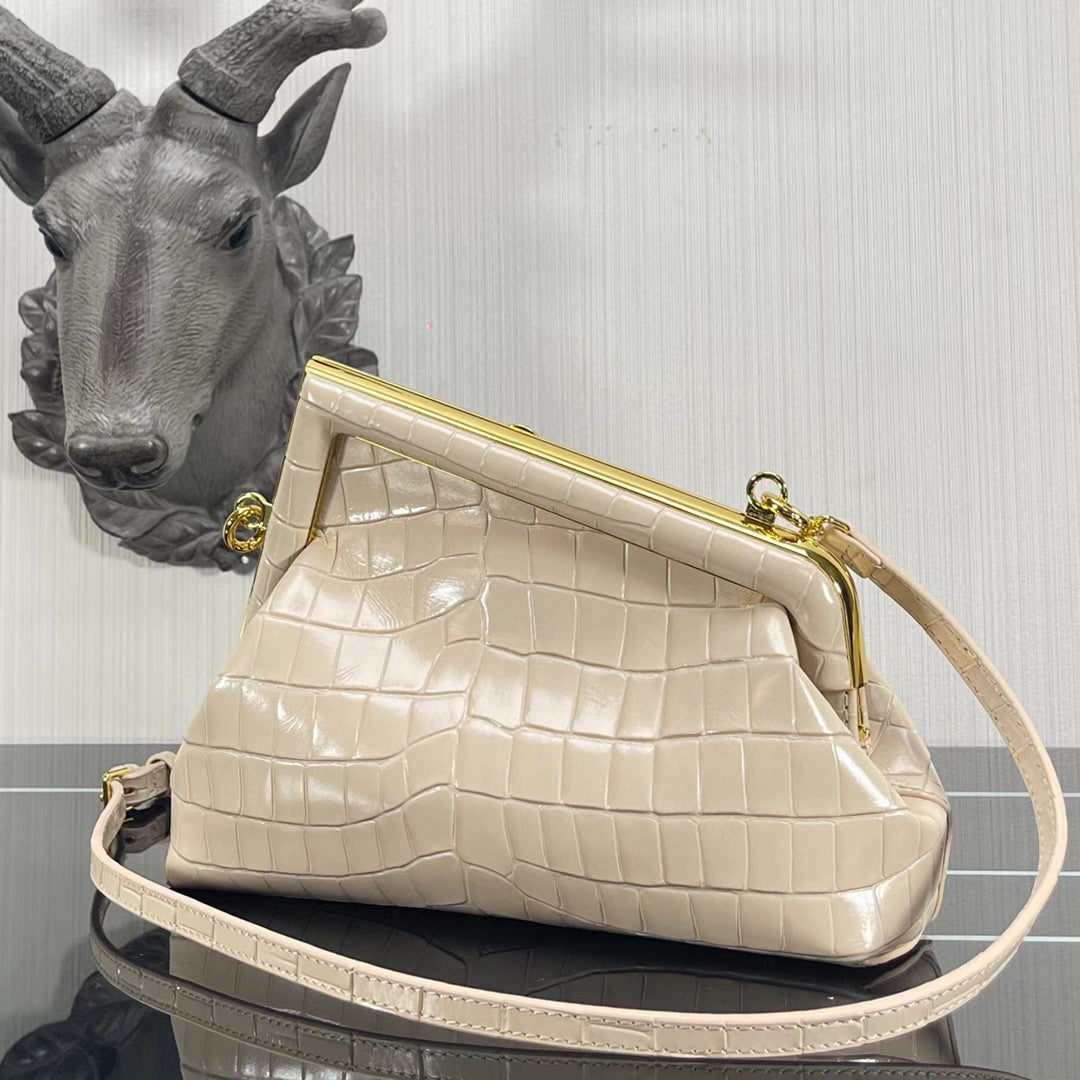 FI First Small White CrocoGLAMIle Bag For Woman 26cm/10in