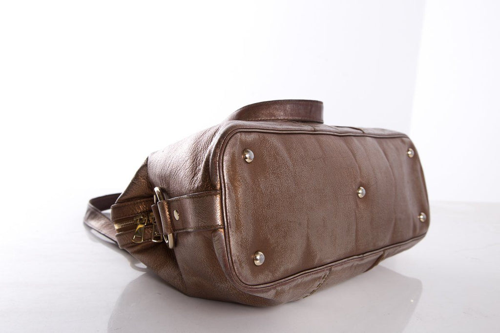Saint Laurent Bronze Leather Dual Handle Bag