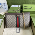 gg Ophidia gg Medium Shoulder Bag Beige/Ebony gg Supreme Canvas Green And Red Web For Women 13in/32.5cm gg 503876 K05NG 8745
