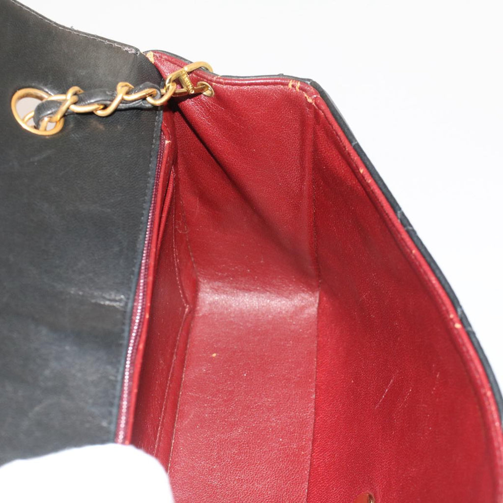 CHANEL Diana Matelasse Turn Lock Shoulder Bag Lamb Skin Black CC 51272A
