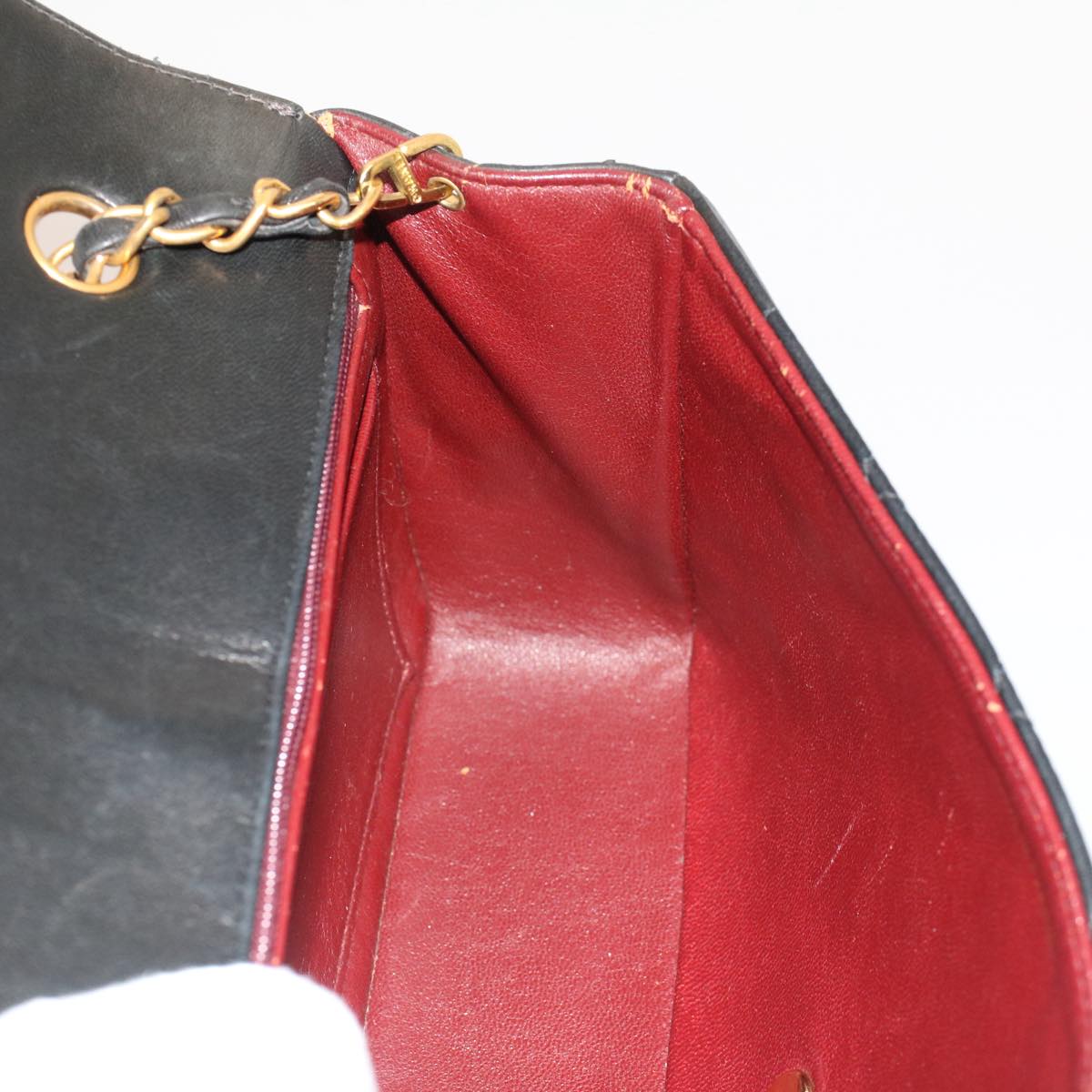 CHANEL Diana Matelasse Turn Lock Shoulder Bag Lamb Skin Black CC 51272A