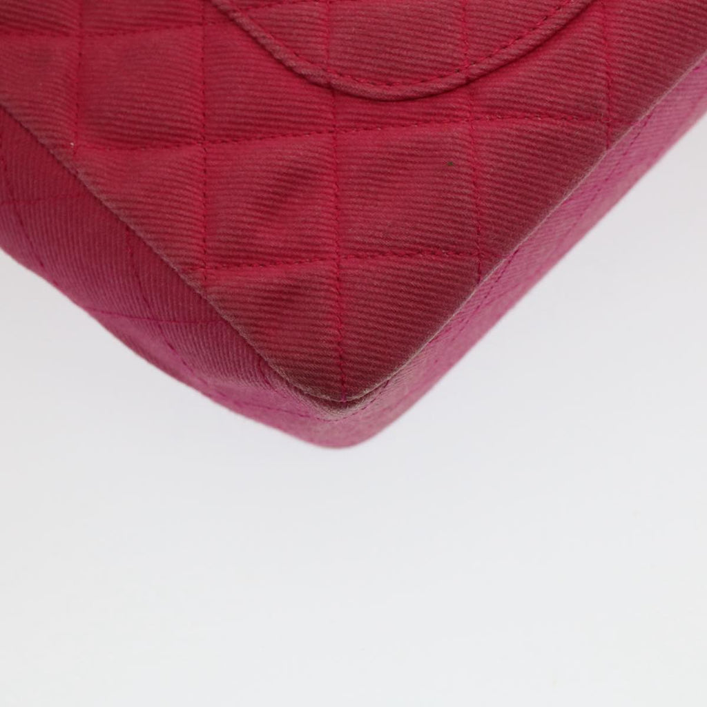 CHANEL Matelasse 25 Chain Flap Shoulder Bag Canvas Pink CC 51276A