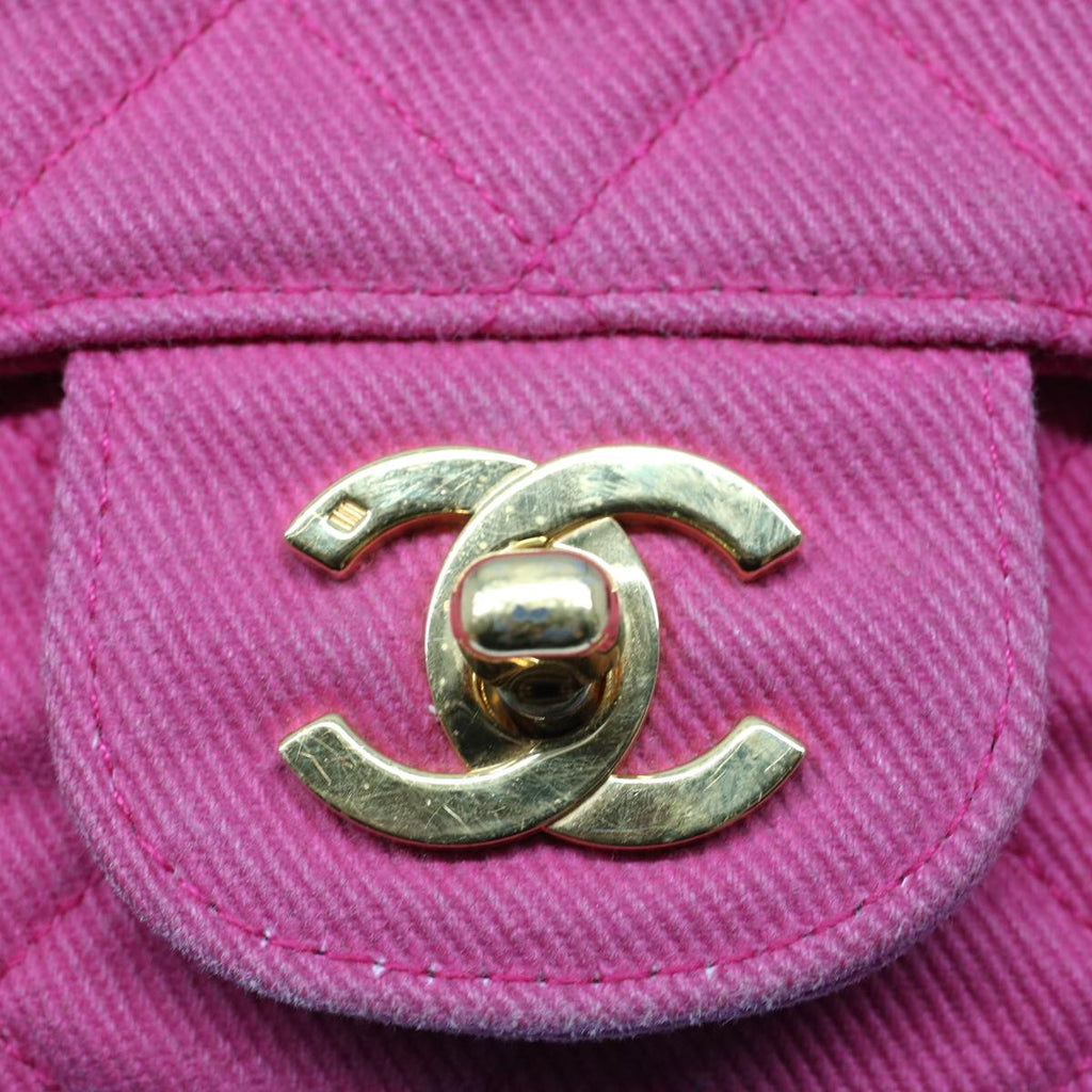 CHANEL Matelasse 25 Chain Flap Shoulder Bag Canvas Pink CC 51276A