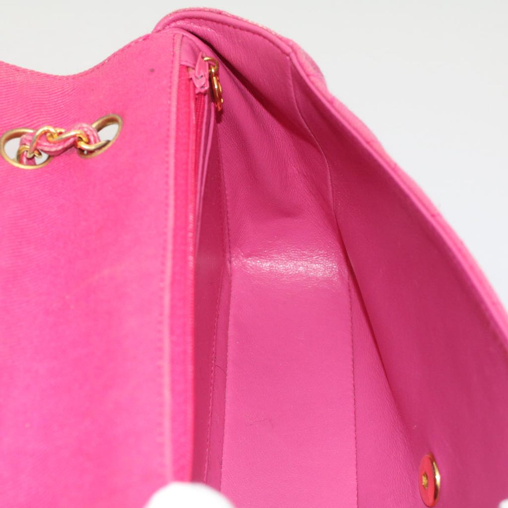 CHANEL Matelasse 25 Chain Flap Shoulder Bag Canvas Pink CC 51276A