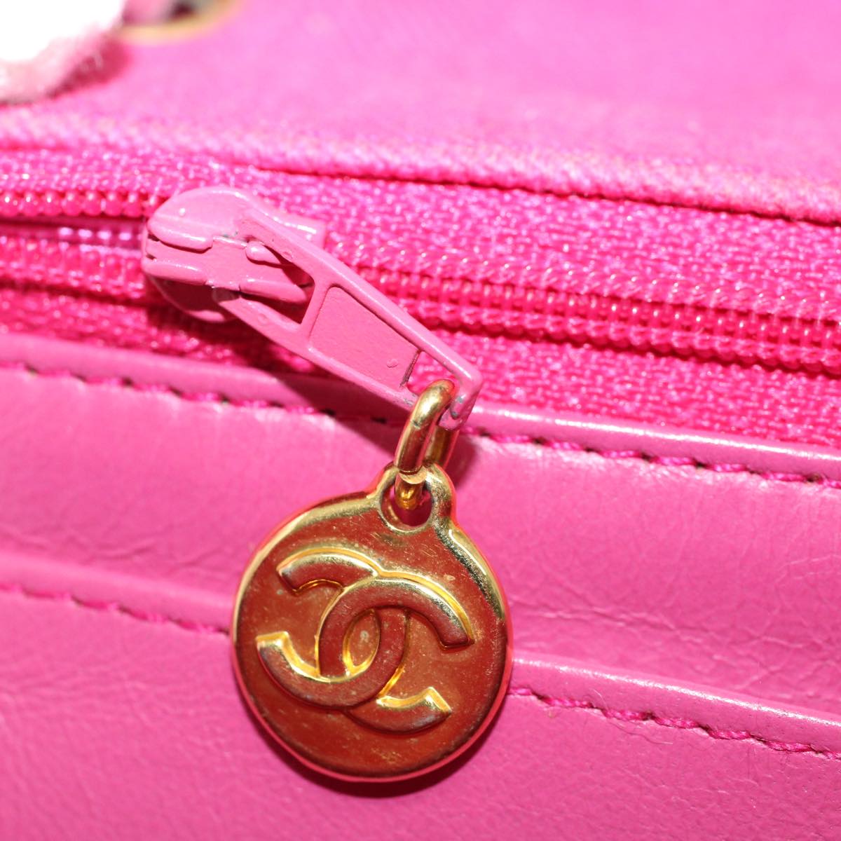 CHANEL Matelasse 25 Chain Flap Shoulder Bag Canvas Pink CC 51276A