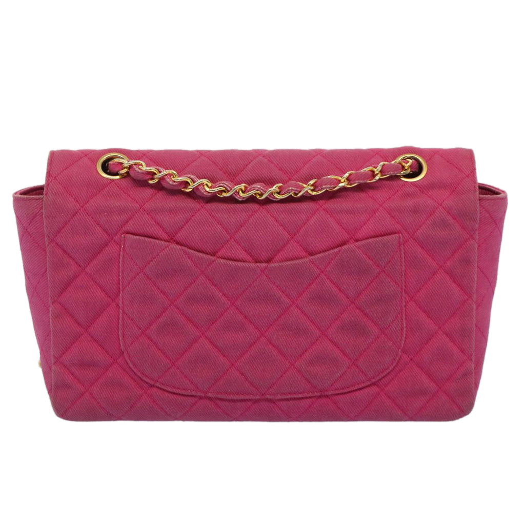 CHANEL Matelasse 25 Chain Flap Shoulder Bag Canvas Pink CC 51276A