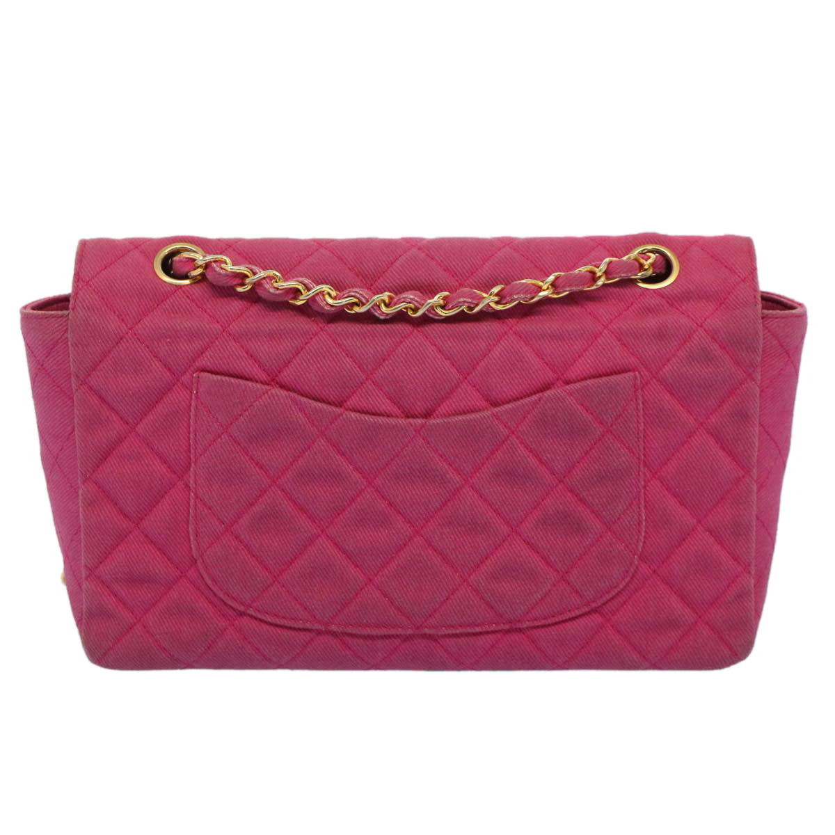 CHANEL Matelasse 25 Chain Flap Shoulder Bag Canvas Pink CC 51276A