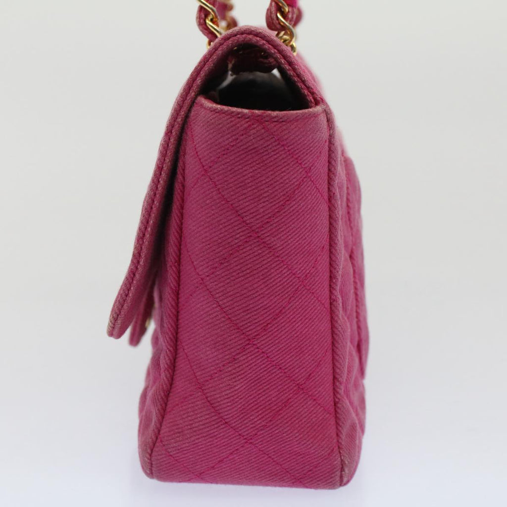 CHANEL Matelasse 25 Chain Flap Shoulder Bag Canvas Pink CC 51276A