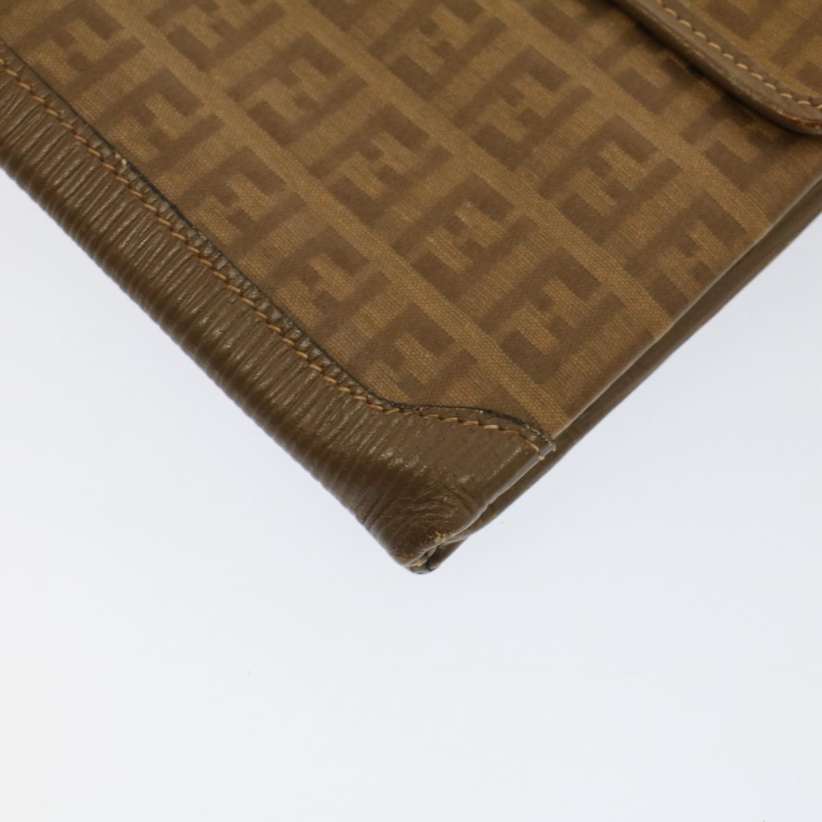 FENDI Zucchino Canvas Shoulder Bag Brown 51367