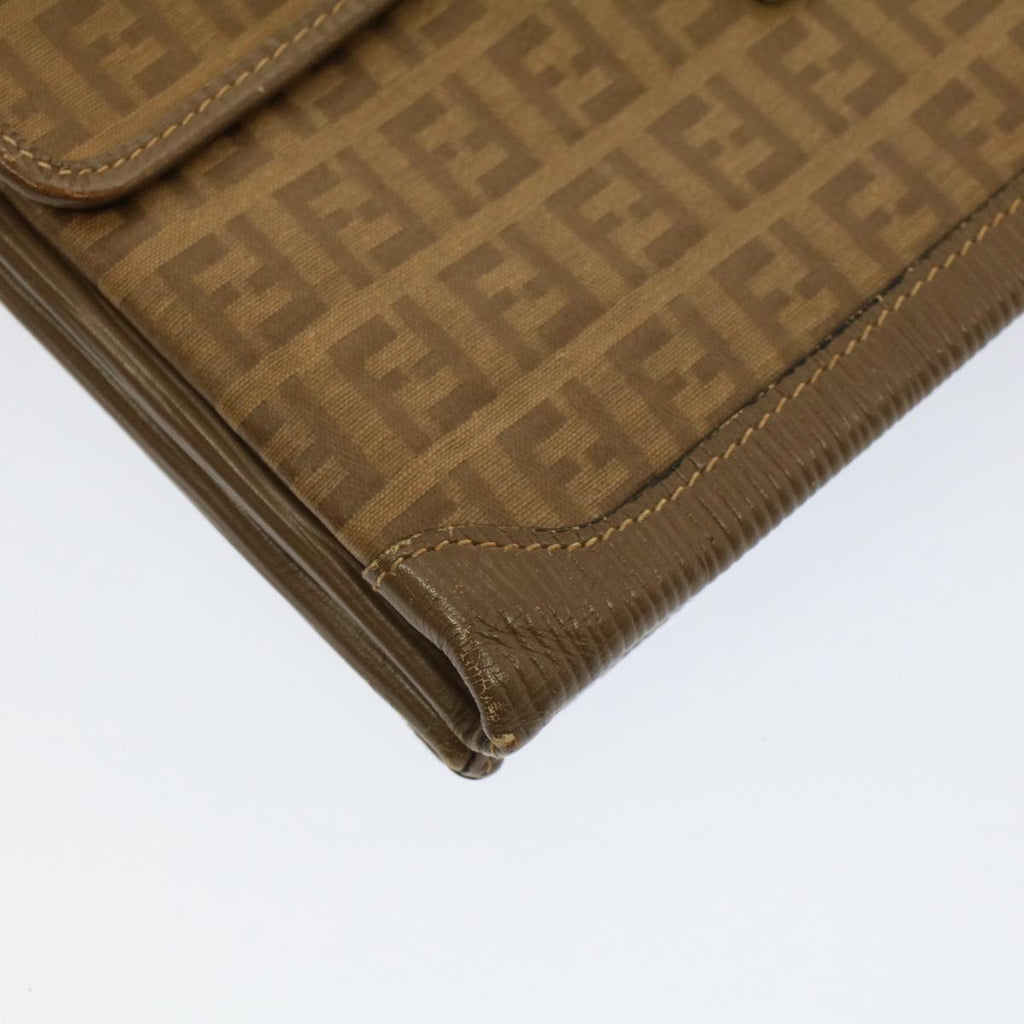 FENDI Zucchino Canvas Shoulder Bag Brown 51367
