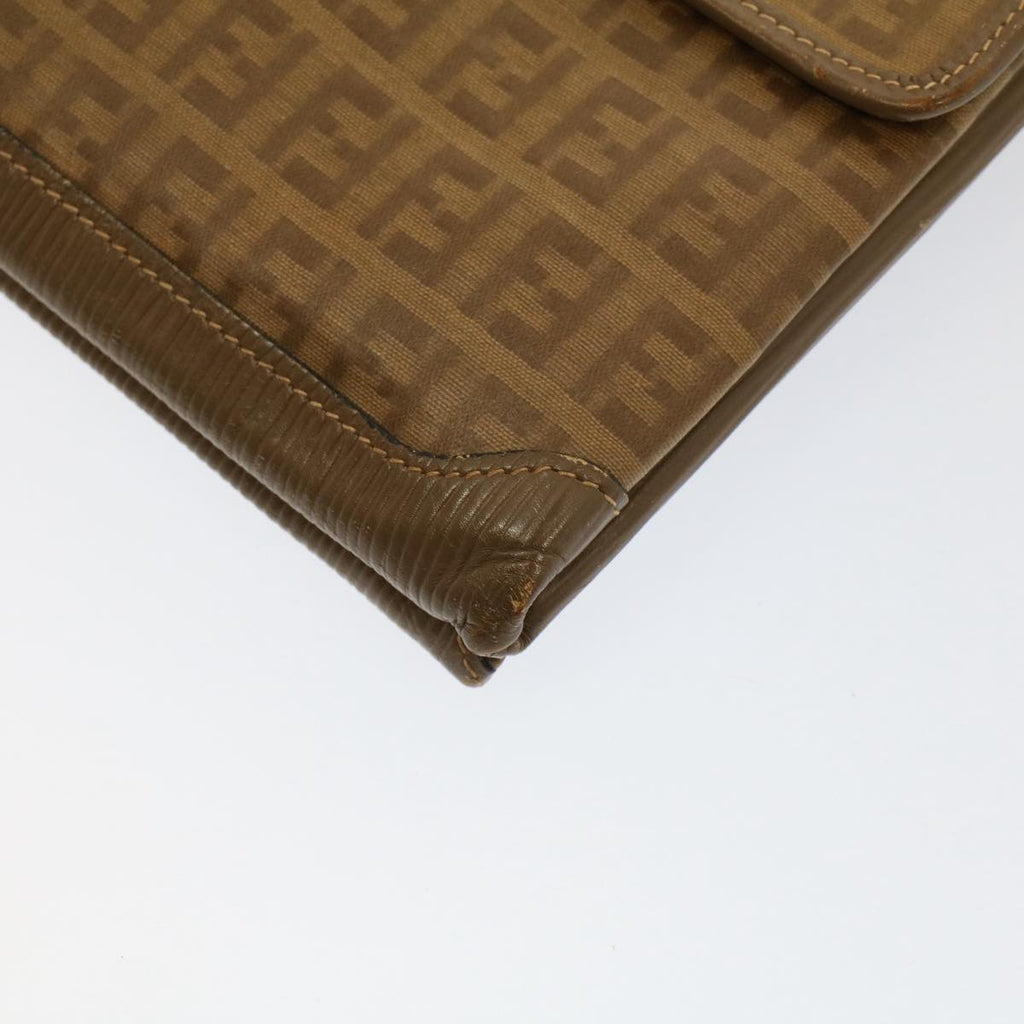 FENDI Zucchino Canvas Shoulder Bag Brown 51367