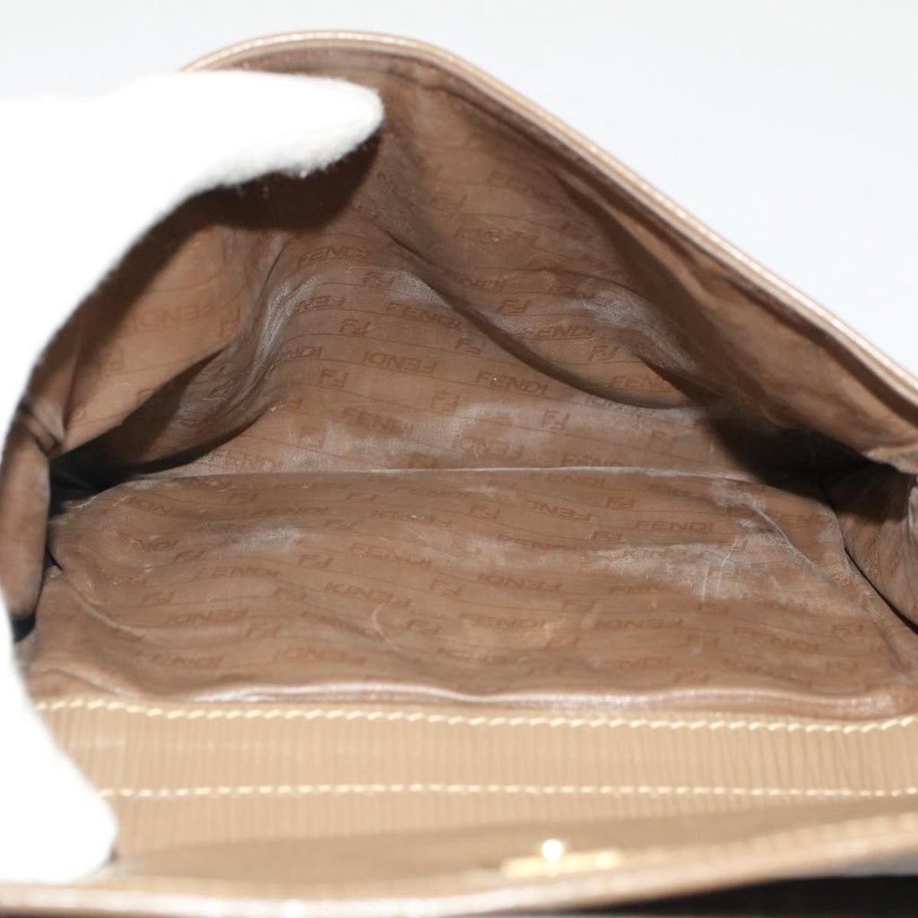 FENDI Zucchino Canvas Shoulder Bag Brown 51367