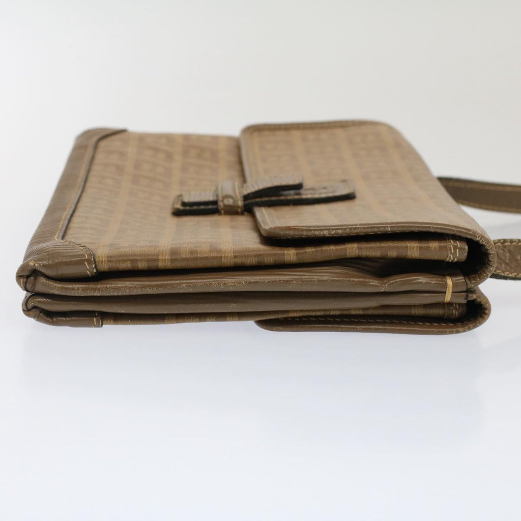 FENDI Zucchino Canvas Shoulder Bag Brown 51367