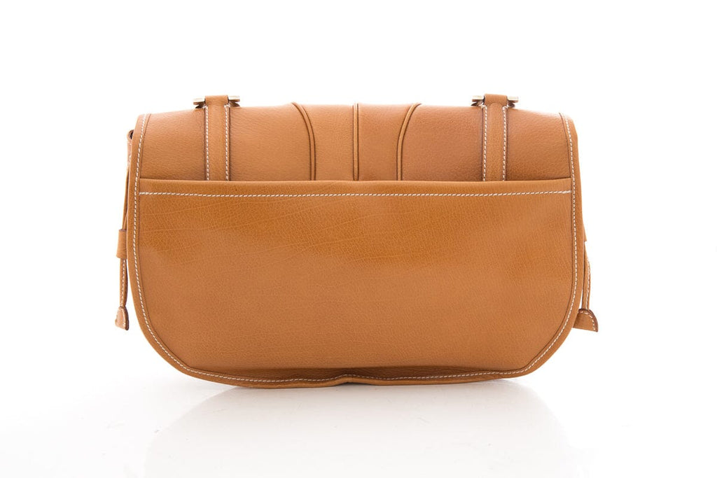 Salvatore Ferragamo Brown Leather Top Handle Flap Bag Handbag