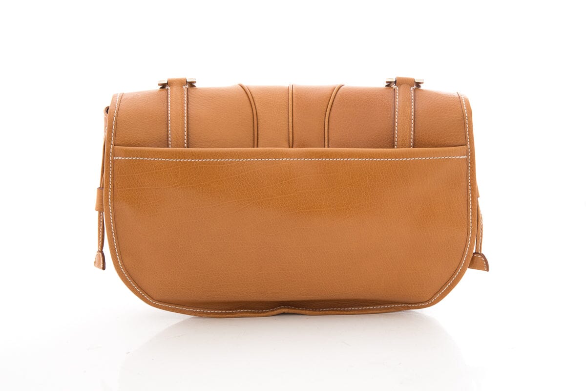Salvatore Ferragamo Brown Leather Top Handle Flap Bag Handbag