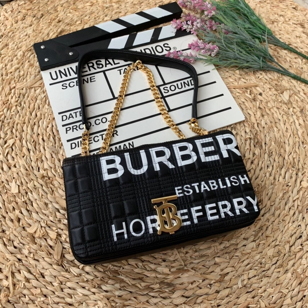 GLAMI Horseferry Print Quilted Small Lola Bag Monogram Black For Women, Bags 9in/23cm
