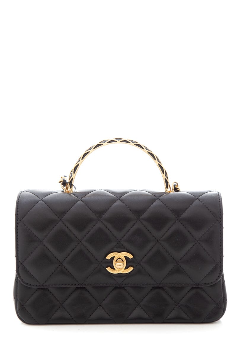 Chanel 2023 Black Lambskin Trendy Handle Flap Bag